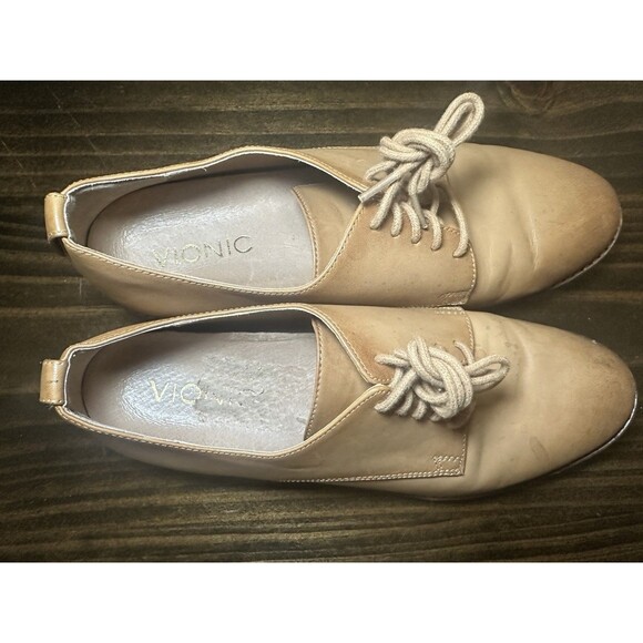 VIONIC Weslyn Tan Oxford Lace Up Leather Preppy Shoes Women's 6 - Picture 6 of 10